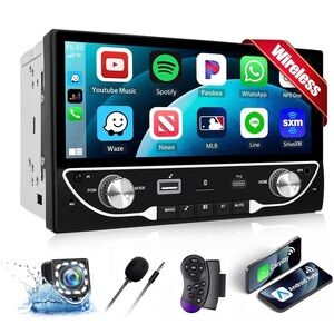 Wireless Car Stereo with Touchscreen Display - Black